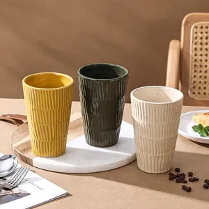 500ML सिरेमिक कॉफी मग कोई संभाल थोक सस्ते जापानी उभरा चीनी मिट्टी के बरतन चाय कप नेतृत्व-नि: शुल्क Drinkware उपहार