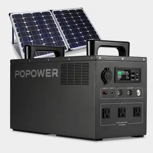 Sistem Energi surya portabel, stasiun daya portabel 110 w cadangan tenaga surya 220v 2000 v Lithium up lebih aman untuk rumah luar ruangan