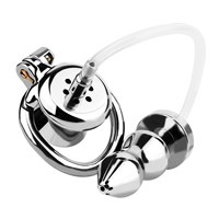 FRRK Plug anal en métal à toucher lisse pour massage de la prostate adulte, perles anales BDSM, plug anal avec cathéter urinaire et anneau pénien