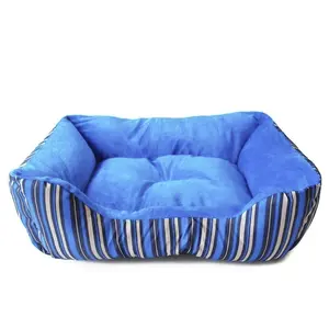 سرير للنوم مخطط ومخصص رخيص الثمن بسعر الجملة من مصنع المعدات الأصلي مزخرف باللون الأزرق للكلاب والقطط