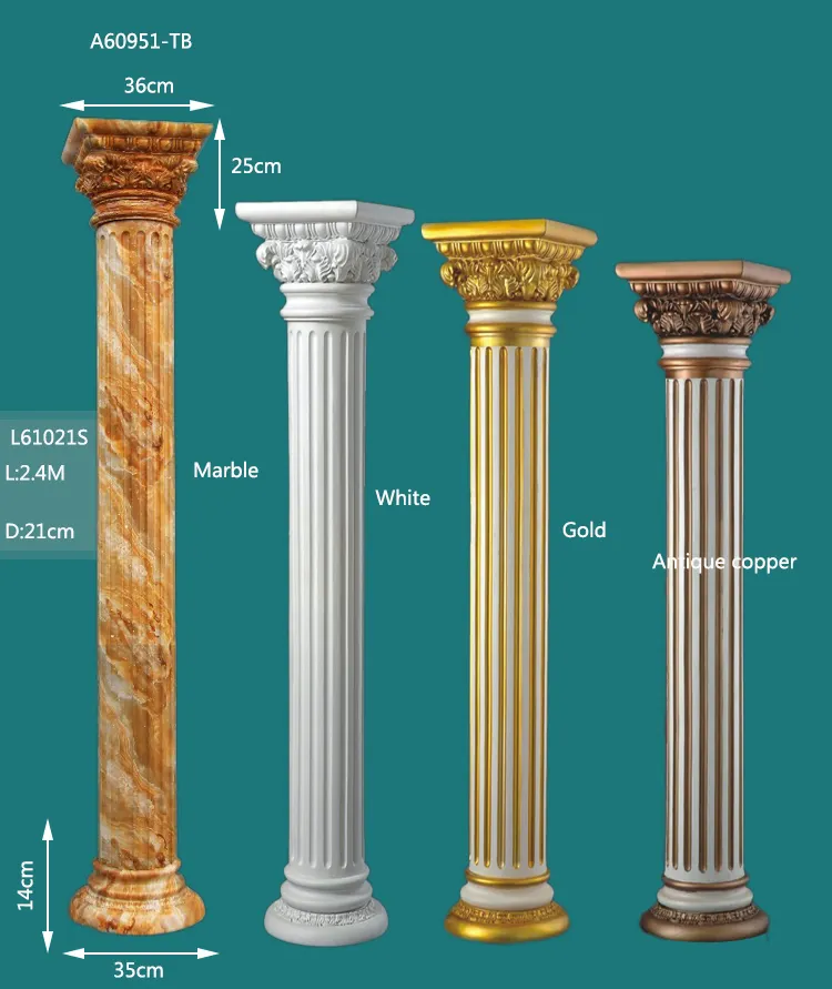 Pedestais decorativos de ouro romano, coluna de ouro decorativa, moldes de coluna romano para venda