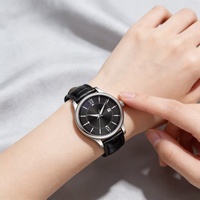 Montre à quartz étanche la plus vendue à l'international, avec index numériques, design minimaliste, date simple, style professionnel en cuir pour homme