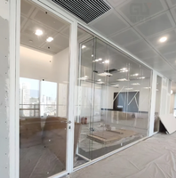 Système de cloison en verre modulaire, cadre en aluminium, épaisseur 12 mm, design moderne, contrôle du bruit, mobile, installation facile, panneau flexible