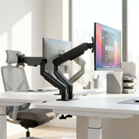 Supporto da scrivania meccanico a molla per due monitor, regolabile, per monitor fino a 32 pollici, braccio doppio per monitor