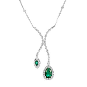 S925 Silver <b>Emerald</b> <b>Pendant</b> Necklace Women's Pear Cut Diamond Chain Jewelry Everyday Wear Fine Chains Necklaces K - Product Image 1