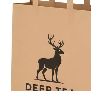 Bolsas de Papel Kraft para Llevar con Asas Planas y Orificios Laterales, Impresión de Logotipo Personalizado, Empaque para Bebidas Calientes, para Tiendas de Té y Té de Burbujas, Suministro al por Mayor - Product Image 2