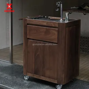 Tavolino da cocktail Mobile tavolino da caffè portatile con trogolo di ghiaccio con ruote bar station coffee