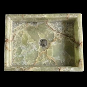 Lavabo de Ónix Verde Personalizable, Forma Rectangular, Tallado a Mano, Lavabo de Piedra Natural para Baño - Product Image 3