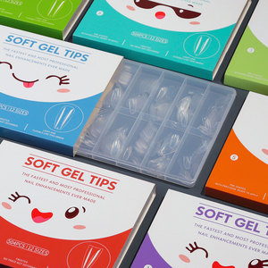 504 pièces/boîte Gel doux faux <span class=keywords><strong>ongles</strong></span> entièrement Transparent amande tremper hors Gel faux <span class=keywords><strong>ongles</strong></span> <span class=keywords><strong>court</strong></span> T forme ronde ovale Capsule pointe artificielle - Product Image 2