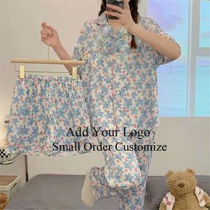 <strong>Girls</strong> Short Sleeve Sleepwear 3 PCS <strong>Set</strong> Nightgowns Pijamas Women Cheap Femme Mujer <strong>Pajamas</strong> for Women - Product Image 4