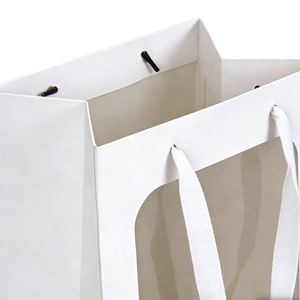 Bolsas de Papel Portátiles con Ventana de Plástico Ecológicas con Logotipo Impreso Personalizado, Asas para Bolsas de Regalo Promocionales, Bolsas Blancas Transparentes - Product Image 4
