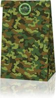 Lot de 12 sacs-cadeaux camouflage fournitures de fête camouflage sacs de fête à thème camouflage sacs de friandises en papier vert pour anniversaire d'enfants