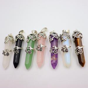 Collar de cristal curativo Hexagonal, colgante de piedra de prisma Natural, flor envuelta, energía de Yoga de cuarzo puntiagudo con cadena - Product Image 2