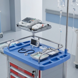 Keling Medical Portable Ultrasound Scanner Stand Medical <strong>Trolley</strong> with <strong>Printer</strong> Holder and Probe Hangers - Product Image 4