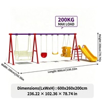 Ensemble balançoire pour enfants avec toboggan, sièges multi-balançoires, en plastique robuste, pour l'extérieur, la cour, la maison et la garderie