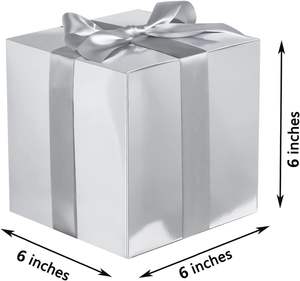 Petites boîtes cadeaux argentées avec couvercles pour cadeaux, artisanat, mariage, demoiselles d'honneur, boîte <span class=keywords><strong>de</strong></span> demande en mariage avec rubans et autocollants - Product Image 5