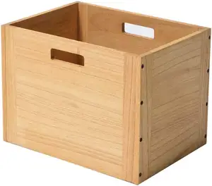 Penyimpanan kayu dapat ditumpuk, pengatur keranjang/keranjang untuk buku rumah pakaian mainan Modular sistem penyimpanan lebar-kantor