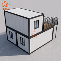 Maisons en verre préfabriquées modernes, maisons en verre à deux étages, maisons conteneurs portables à bas prix pour villas et bureaux