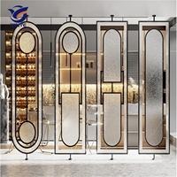 Décoration Intérieure Personnalisée du Sol au Plafond, Paravent Ovale Doré à Cadre en Acier Inoxydable, Cloison de Séparation Murale Métallique Rotative