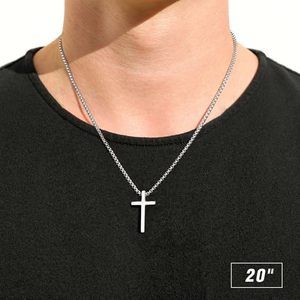 Collier promotionnel exquis à chaîne croisée, pendentif croix en acier inoxydable <span class=keywords><strong>argent</strong></span>é, noir et doré, collier pour <span class=keywords><strong>homme</strong></span>, cadeau parfait pour les hommes - Product Image 2