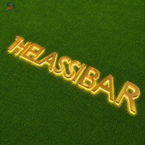 Letrero LED Retroiluminado <span class=keywords><strong>de</strong></span> Acero Inoxidable Dorado Cepillado, Personalizado e Impermeable, para Decoración <span class=keywords><strong>de</strong></span> Centros Comerciales y Edificios Comerciales - Product Image 3