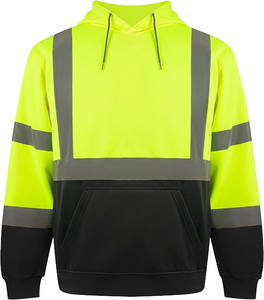 Sweat-shirt de travail réfléchissant orange jaune en coton imperméable de classe 3 ANSI, veste d'hiver isolée pour homme avec rayures - Product Image 1