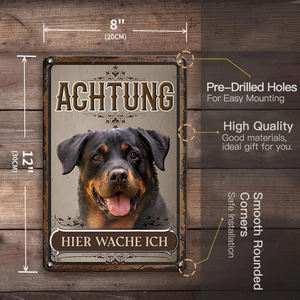 Plaque en métal vintage allemande avec inscription « Achtung » pour la décoration murale du garage, du hangar, <span class=keywords><strong>de</strong></span> la salle <span class=keywords><strong>de</strong></span> jeux, humour du chien <span class=keywords><strong>de</strong></span> garde, langue allemande rétro - Product Image 4