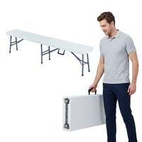 Table de repas pliante d'extérieur légère en acier massif HDPE de 180 cm (6 pieds) pour hôtels, hôpitaux, parcs