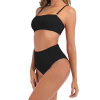 Maillot de bain Fabricant Logo personnalisé Taille haute Bikini de couleur unie Ve Maillot de bain et vêtements de plage à haute élasticité
