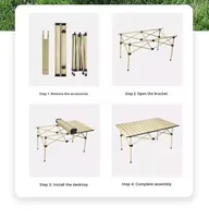 Table de pique-nique pliable en acier carbone - Plateau roulant robuste pour le camping en plein air, les barbecues et les sorties à la plage