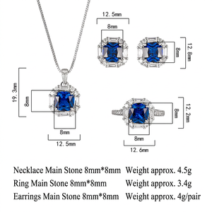 Minimalist Eco-friendly Copper Gold Plated 8*8MM Zircon Necklace <b>Earrings</b> Ring Set Wedding & Party Unisex Jewelry - Product Image 6