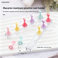Support magnétique de présentation pour faux ongles, format mini, portable, base rectangulaire couleur macaron, pour la pratique du nail art