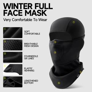 Máscara de Esquí Térmica, Negra, Lavable a Máquina, Protección Facial Completa, Resistente al Viento, para Ciclismo, Esquí y Snowboard en Invierno - Product Image 3