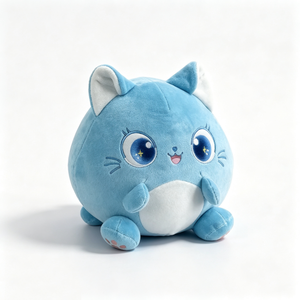 Peluche chat bleu moelleux et personnalisable avec de grands yeux, adorable peluche chat ronde pour enfants et adolescents - Product Image 4