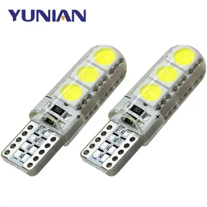 T10 5W5 W5W LED Bulbs Car interior Dome Reading Light 12V 6SMD Auto Wedge Side Clearance Lamp Silicone waterproof White