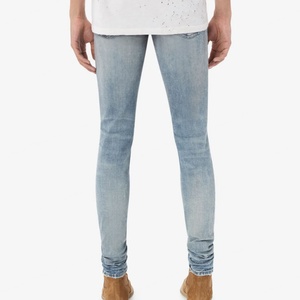 Jean en denim pour homme, coupe slim, délavé bleu, déchiré, taille mi-haute, doux et imperméable, de marque, haute qualité, style mode - Product Image 3