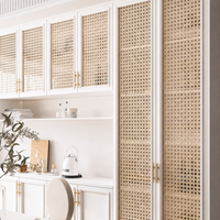 Panneau décoratif en PMMA imitation rotin tressé en bambou acrylique, découpé sur mesure pour portes d'armoires, meubles et cloisons intérieures