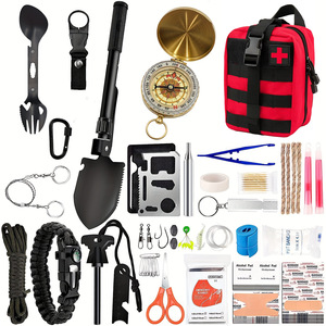 Survival Tools Kit Multi-functional Outdoor Camping Emergency First Aid Gear Set With Shovel Compass Knife Bandage Scissors - Product Image 4