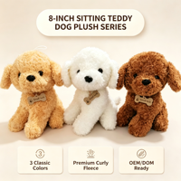Boneka Anjing Teddy Duduk Lucu 8 Inci, Mainan Plush Poodle Berbulu Lembut, Hewan Boneka Pembawa Keberuntungan dengan Gantungan Tulang dan Hiasan