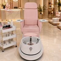 Fauteuil de pédicure électrique de luxe rose sans plomberie, fauteuil de massage rotatif pour spa des pieds, mobilier personnalisé pour salon de manucure