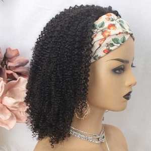 Perruque Bob <span class=keywords><strong>Afro</strong></span> Bouclée Frisée avec Bandeau, Cheveux Humains Vierge, Prix Usine, Perruque Brésilienne Remy Entièrement Faite à la Machine - Product Image 4