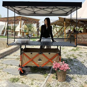 Carrito de <span class=keywords><strong>Camping</strong></span> Plegable Resistente con Toldo Rosado, Ruedas Todoterreno, Carrito para Vendedor Ambulante - Product Image 2