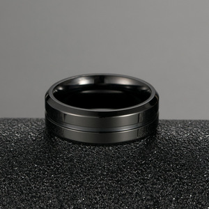 Men's Titanium Steel <b>Ring</b> Geometric Design Black Steel Gold Daily Wear Fashion Jewelry - Product Image 3