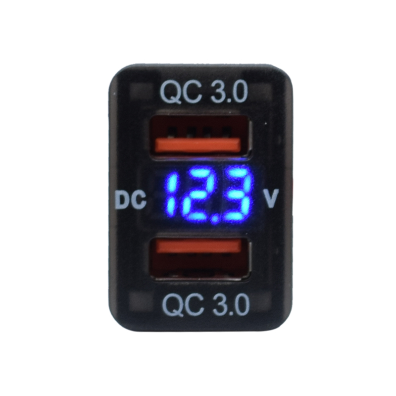 revolt 12 v prese: Set di 2 caricabatterie USB per auto con avviso di tensione, display LED, 2x USB ciascuno (spina 12v