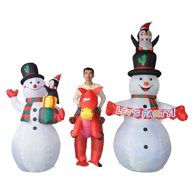ديكورات ساحة المنزل القابلة للنفخ على شكل رجل الثلج القابل للنفخ للاحتفال بعيد الميلاد في الهواء الطلق 20 قدمًا مع أضواء LED مدمجة لرجل الثلج الأبيض القابلة للنفخ
