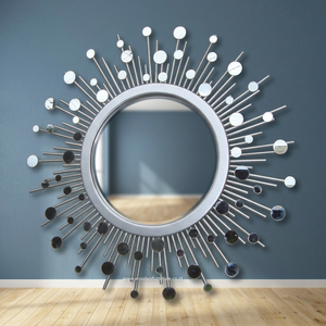 Miroir solaire à cadre moderne, décoration pour la maison, accessoires en bois - Product Image 2