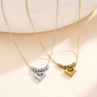 Collier pendentif cœur élégant pour femme DS, chaîne serpent en acier inoxydable 304 plaqué or 18 carats, bijou pendentif cœur creux tendance