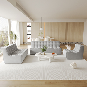 VOXHOME ABD'de Stokta Vakumlu Sıkıştırılmış Kanepe Gri 1 <span class=keywords><strong>2</strong></span> 3 Kişilik Şönil Keten Karışımlı Kumaş Waffle Kanepe Koltuk Takımı - Product Image 2