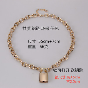 Collier pendentif chaîne en aluminium, couleur or acier, design géométrique, bijoux de mode - Product Image 3