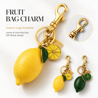 Porte-clés en résine en forme de citron, pendentif réaliste, breloque de sac, porte-clés de voiture pour femme, cadeau de couple, accessoire d'été, prêt à expédier